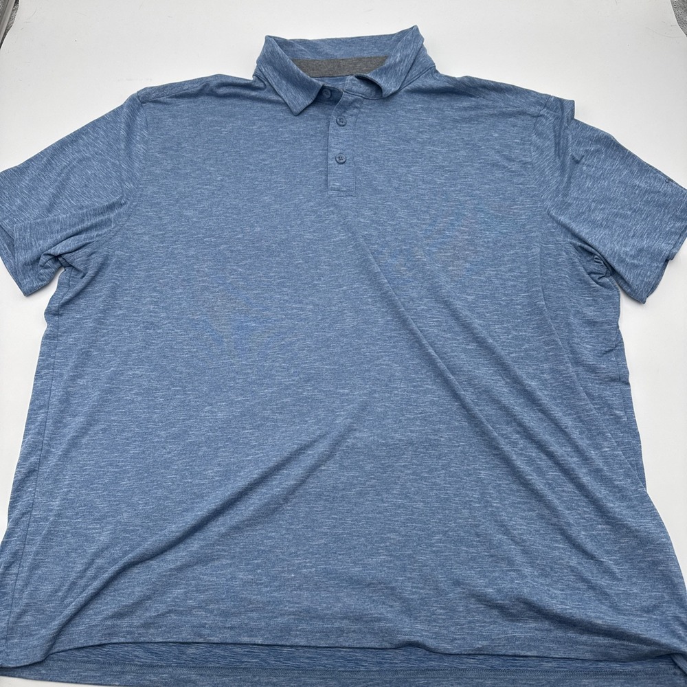 GH Bass & Co Mens XXL Blue Heather Stretch Performance Short Sleeve Polo Shirt
